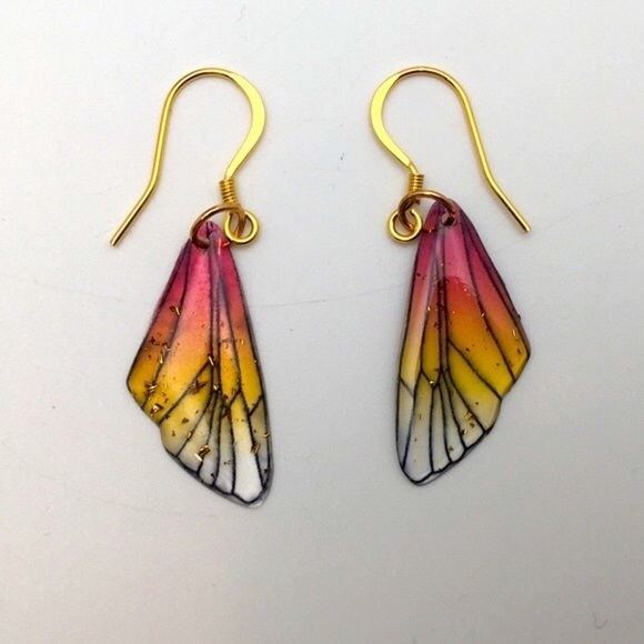 Artisan, 381MidaLane Jewelry - Dainty Red Fairytale Wing Earrings